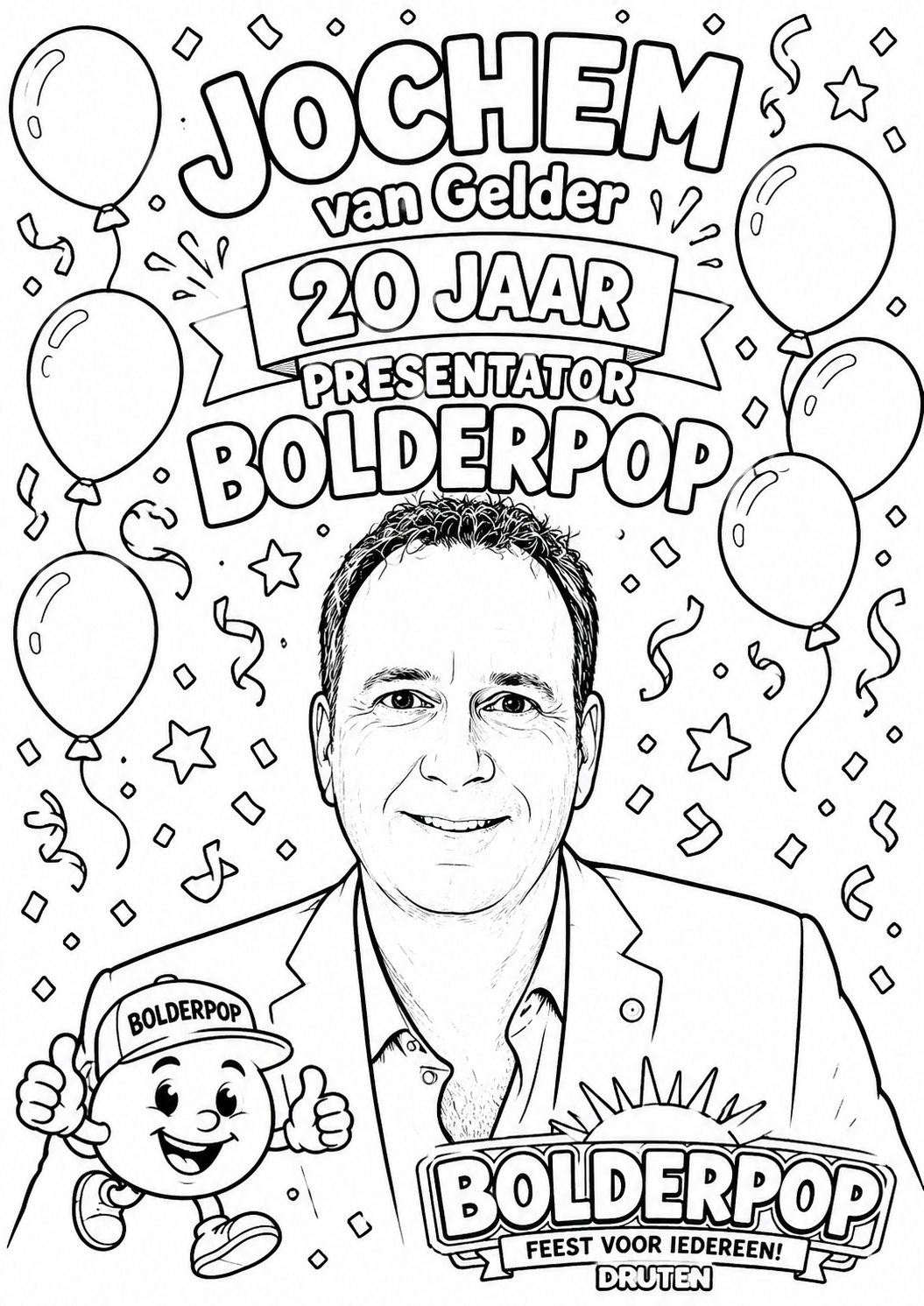 Kleurplaat Jochem van Gelder 100 x